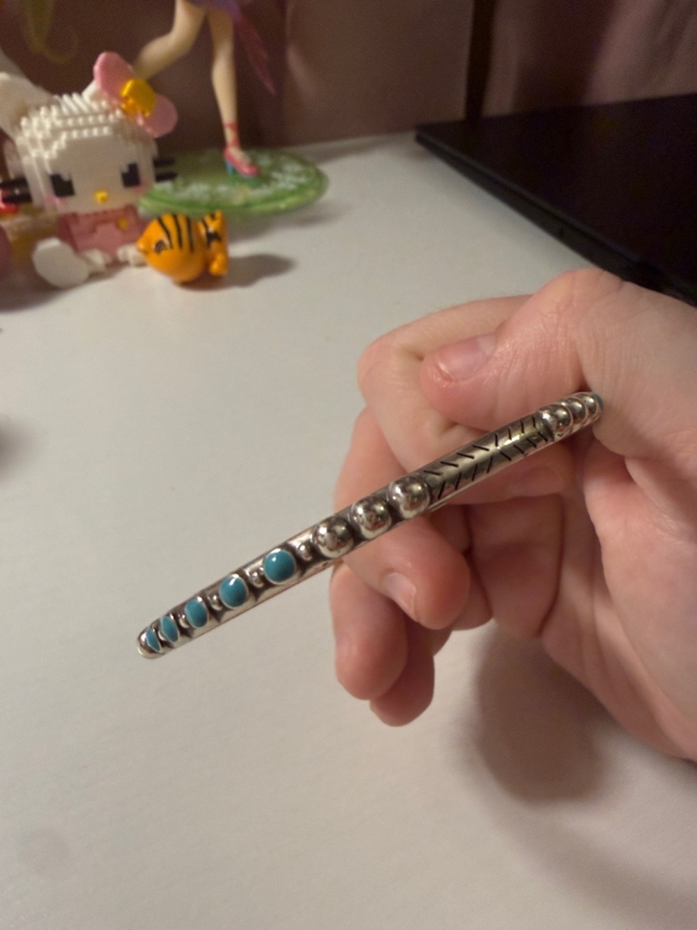 brighton Silver Bangle Bracelet with Turquoise Accents - Picture 5 of 5